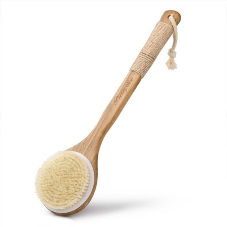 Bristle Long Handle Brush Uarter Bath Shower Body Brush Wooden Bristles Scrubber Body Massager with Long Handle ()