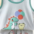 thumbnail image 4 of Toddler Boy Summer Clothes Cute Graphic Tank Tops Shorts Outfits Lightweight Elastic Cotton Short Sets Grey 18-24 Months, 4 of 4