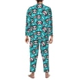 thumbnail image 7 of Salouo Skull Cat Print Button-Front Long Sleeve Pajama Set for Men, Soft 2Pjs Men's Long Sleeve Sleepwear -XX-Large, 7 of 7