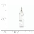 thumbnail image 2 of Sterling Silver Rhodium-plated Small Elongated Polished Number 5 Charm QES05 (20mm x 4mm), 2 of 2