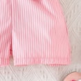 thumbnail image 6 of UngA Girls Cute Romper Button Down Belted Jumpsuit Toddler Kids Wide Leg Short Summer Stripe Outfits with Pockets 18-24 Months,Pink, 6 of 7