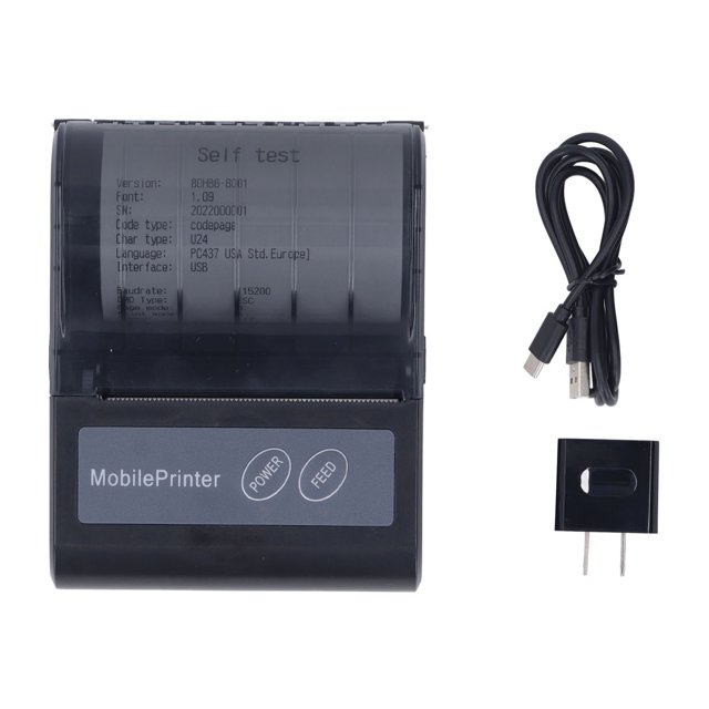 Thermal Receipt Printer Bluetooth Portable Handheld Thermal Printer for Supermarket Restaurant US Plug 100‑240V