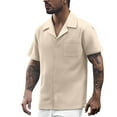 thumbnail image 2 of Mens Button Down Short Sleeve Shirt Casual Relaxed Fit Stretch Shirts Loose Comfortable Summer Daily Wear Khaki Size S, 2 of 4
