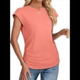 thumbnail image 3 of Camiseta de Corta con Cuello Redondo y Fruncido para Mujer, Color Coral M, 3 of 6