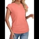 thumbnail image 3 of Camiseta de Corta con Cuello Redondo y Fruncido para Mujer, Color Coral M, 3 of 6