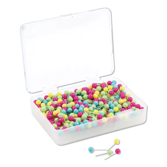Map Push Pins Plastic Assorted 1/2" 300/Pack