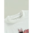 thumbnail image 5 of Wassery Infant Baby Girls Easter Rompers Letter Print Contrast Color Short Sleeve Crew Neck Jumpsuit Solid Color Jumpsuit Soft Summer Outfits 0-12M, 5 of 9