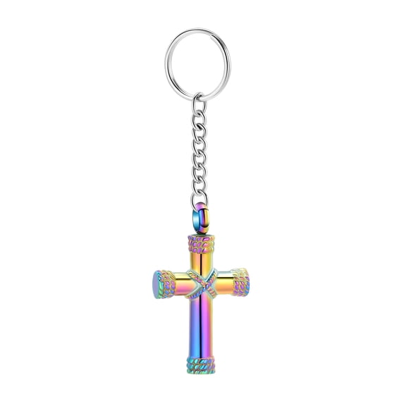 Rope Winding Cross Cremation Ashes Urn Pendant Necklace Memorial Keepsake Jewelry Lord’s Prayer Cross Ashes Necklaces Urn Keychain Urn Jewelry