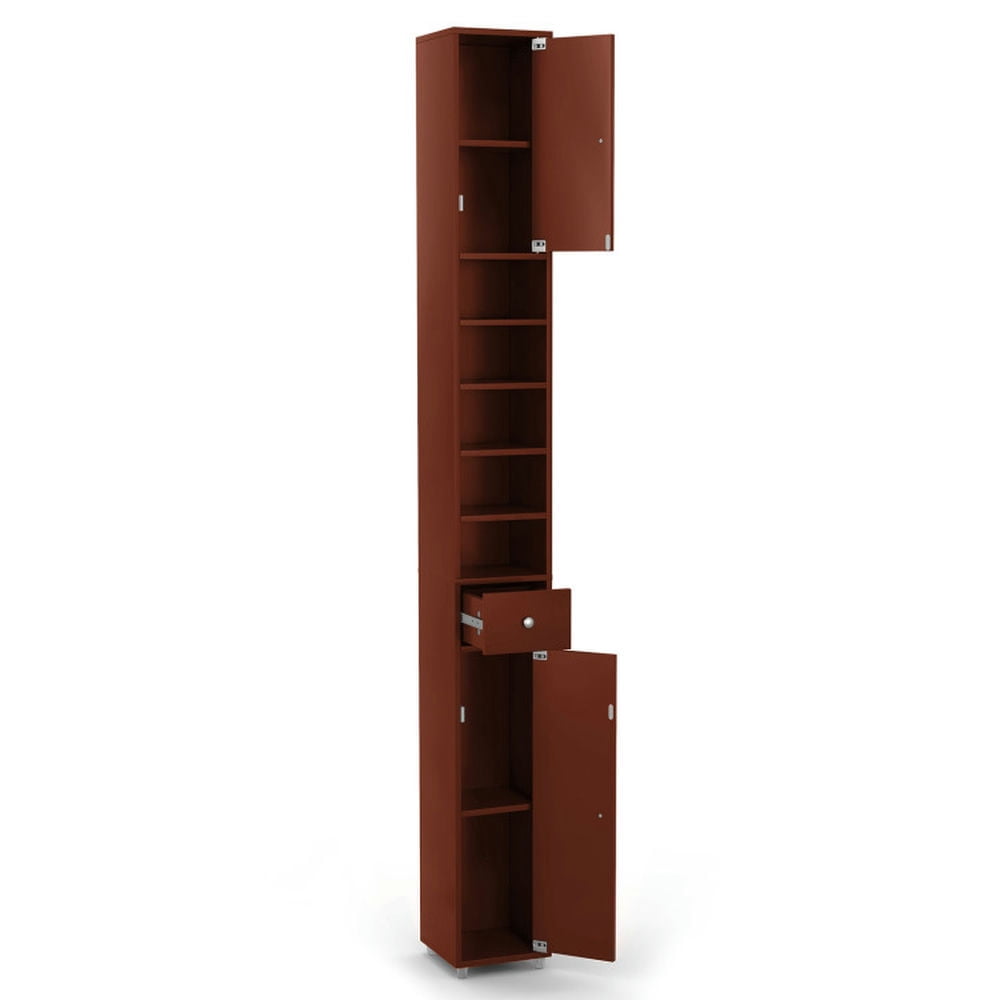 Finihen Bathroom Storage Cabinet, Bathroom Floor Cabinet, Freestanding Slim Bathroom Cabinet with Drawer and Adjustable Shelves, for Bathroom, Living Room, Bedroom, Kitchen, Brown Finihen Bathroom Storage Cabinet, Bathroom Floor Cabinet, Freestanding Slim Bathroom Cabinet with Drawer and Adjustable Shelves, for Bathroom, Living Room, Bedroom, Kitchen, Brown
