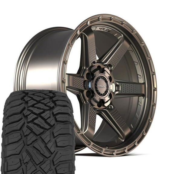 4PLAY Wheels 4PS63 20 Inch Rims and Tires Fit 5x127 & 5x139.7 20x9 Satin Bronze - TerraMax RT 275/55-20 (Set of 4)