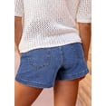 thumbnail image 3 of SHEWIN Women's Jean Shorts High Waisted Denim Shorts Casual Loose Fit Stretchy Double Button Fly Summer Pants with Pockets Blue, 3 of 10