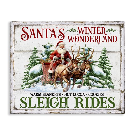 Stupell Industries Farmhouse Winter Wonderland Sleigh Rides Canvas Art, 20 x 16, by Creatif Belle