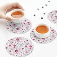 thumbnail image 4 of Leather Coasters with Heat-resistant for Drinks, Lilies Flowers Purple Red -标题2 Round Shape, 4 of 5