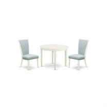 East West Furniture BOVE3-WHI-15 3 Piece Dining Table Set - 2 Dining Chair with High Back and 1 Dining Table - Linen White Finish