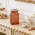 thumbnail image 5 of Embossed Colored Glass Sealed Jar, Square Kitchen Storage Container for Easter Decor, Snacks and Pantry Items, Airtight Lid Preserves Freshness, Decorative Glass Jar for Countertops, 7*5*4in, Brown, 5 of 7