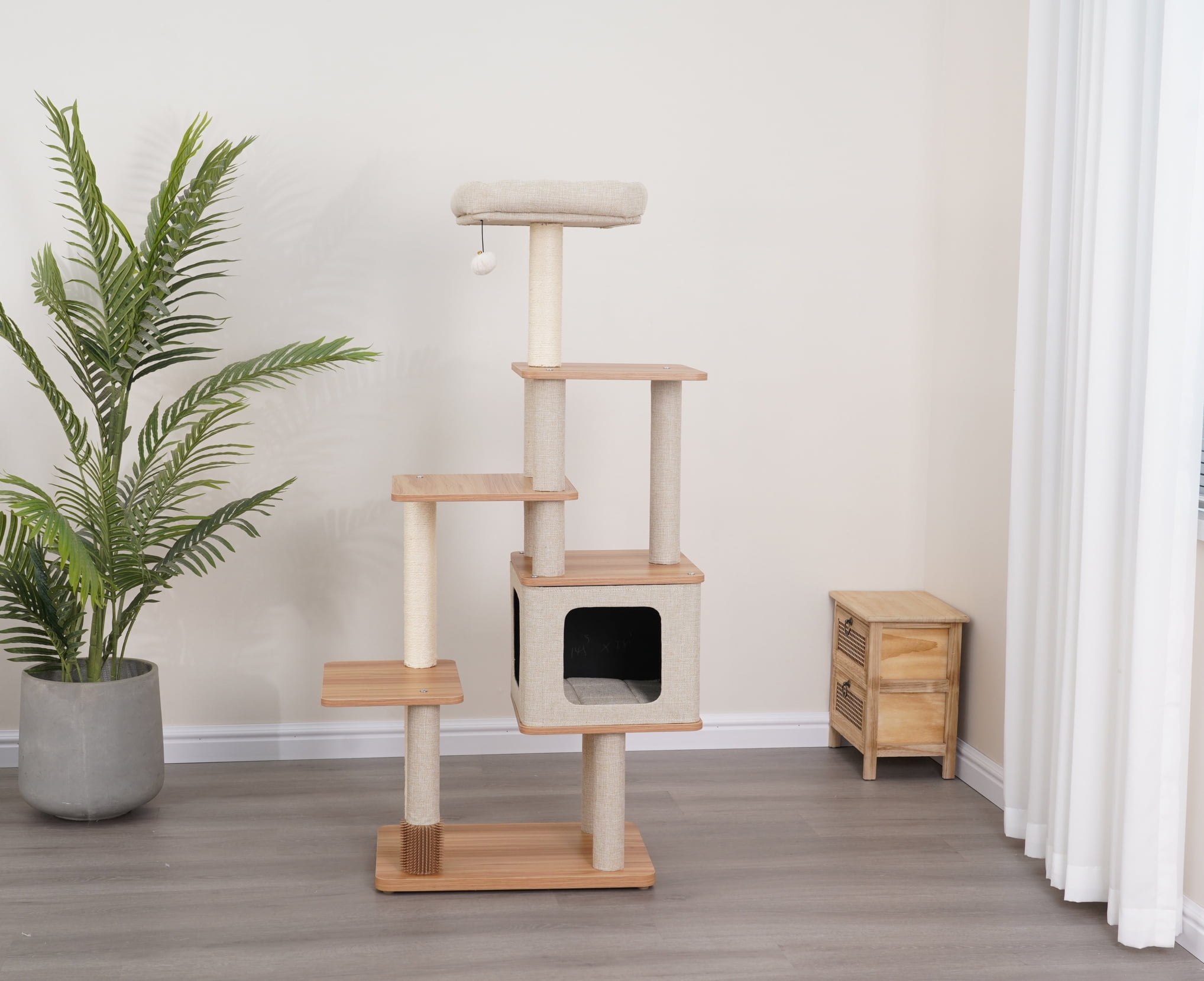 Vibrant Life 5-Level 50" Multi-Functional Cat Tree with Condo Perch  Sisal Posts, Beige