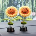 thumbnail image 2 of 5.5 x 3.2 x 2 inchesLight YellowDecoraciones para salpicadero de coche de girasol, cabezones para salpicadero, flores de punto para mujer, accesorios de adorno para coche (ojos lar, 2 of 5
