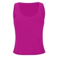 thumbnail image 5 of Siminsem Racerback Ribbed Tank Top for Women with Built in Bra Slim Fit Sleeveless Scoop Neck Workout Shirt Summer Casual Going Out Undershirt Top, Hot Pink,M, 5 of 9