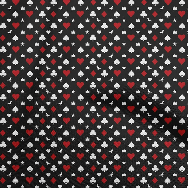 oneOone Coton Cambric Noir Robe de Poker Tissu Tissu Imprimé par la Cour 42 Pouces de Large
