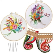 Embroidery Kit For Beginners,Embroidery Kits,Embroidery Hoop,With Floral Pattern Hoops Threads And Needles,Sewing Cross Stitch Starter Set,For Craft Lover Adult,Includes Easy To Follow Instruction