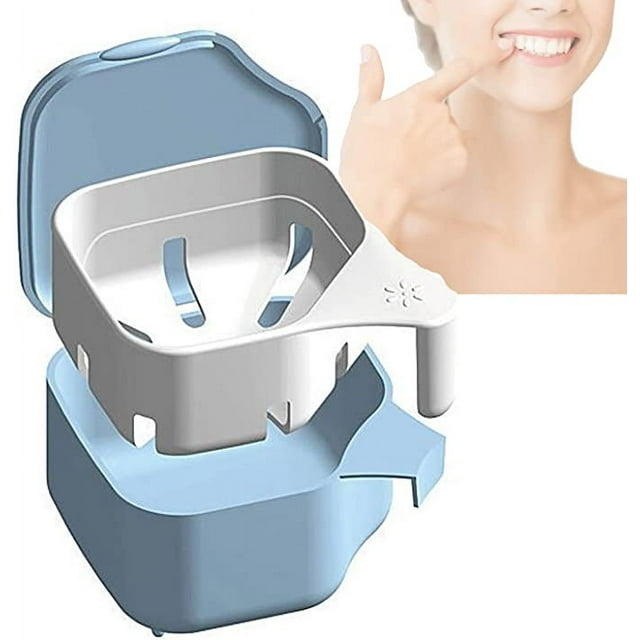 RV Caja para dentaduras postizas alveolares de doble capa: juego de dentaduras postizas sanitarias de doble propósito para almacenar y remojar protectores, aparatos ortopédicos e instrumentos dentales
