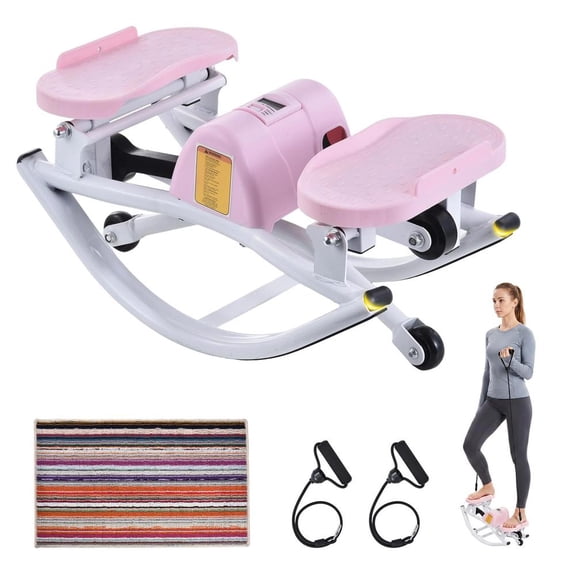 3D Movement Rock Stepper for Home, Low-Impact Side-Swing Stepper with Resistance Bands and Non-Slip Pedals, Space-Saving Cardio Equipment for Apartment Office