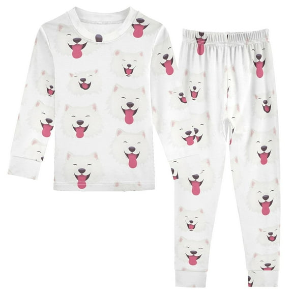 Smiling Samoyed Cotton Pajamas 2 Piece Set Sleepwear Soft and Comfortable Homewear Nightwear