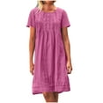 thumbnail image 3 of Bovxnpu Womens Summer Dress, Women's Plus Size Casual T Shirt Dress, Women's Cotton And Linen Dress Long Sleeveless Solid Color Dress With Pocket Skirt M, 3 of 6