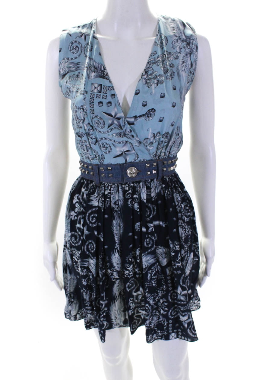 philipp plein denim dress PHILIPP PLEIN crystal-embellished denim dress - PAACWDG0098PDE004N