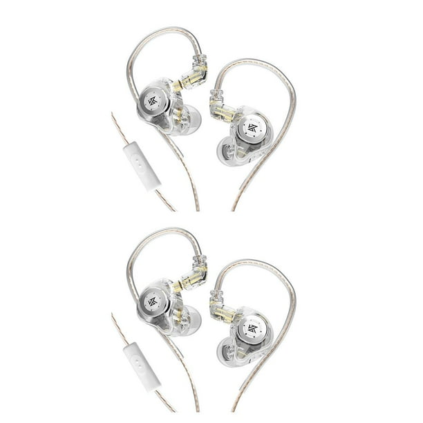 Cateissary Auriculares con cable KZ para correr, trotar, cancelación de ruido de 3,5mm, auriculares desmontables, auriculares HiFi para Micrófono transparente 2Conjunto