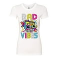 thumbnail image 3 of Rad 90's Vibes Vintage Womens Slim Fit Junior Tee, White, Small, 3 of 5