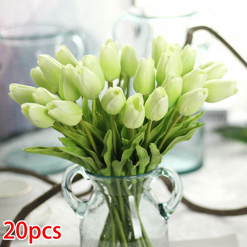 20 Artificial Tulips Flower Latex Real Touch Bridal Wedding Bouquet Home Decor 