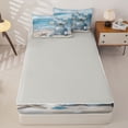 thumbnail image 4 of Homewish Beach Theme Zipper Twin Comforter Sets with Fitted Sheet and 2 Pillowcases For Girls,Ocean Starfish Zipper Bedding Set,Light gray Reversible,4 Pieces, 4 of 7