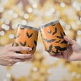 thumbnail image 2 of 12oz Stemless Wine Tumblers Halloween Bat Silhouette Pattern Vacuum Insulated Stainless Steel Travel Tumbler Cups Mug with Lid and Straw for Champaign,Cocktail,Beer with Cleaning Brush, 2 of 5