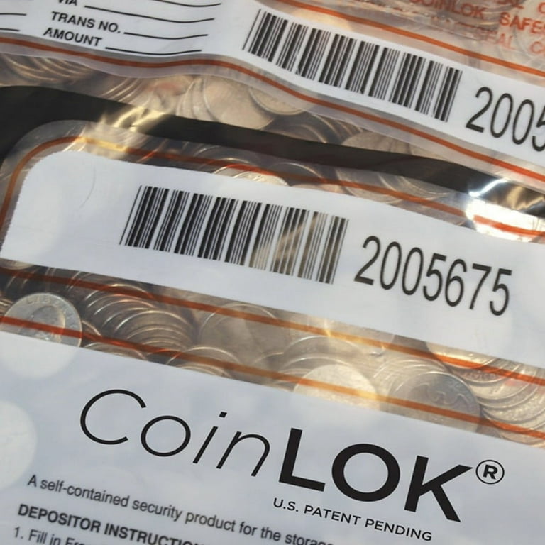 ControlTek CoinLOK Plastic Coin Bags - 12 ControlTek CoinLOK Plastic Coin Bags - 12