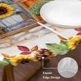 thumbnail image 3 of Fall Pumpkin Round Tablecloth, Fitted Table Cover with Elastic for 45"-54" Round Tables, Thanksgiving Sunflowers Rustic Pine Cone Table Cloth Outdoor Indoor Dinning Party Waterproof Tablecloths, 3 of 7