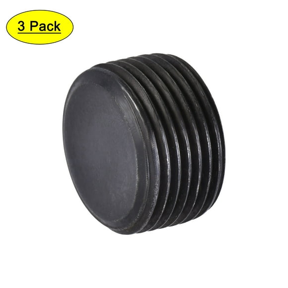 Unique Bargains Carbon Steel Internal Hex Thread Socket Pipe Plug, M22x1.5 Male Thread Black Pipe Cap, 3Pcs