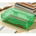 thumbnail image 5 of Kumdkd 1-Pack Large Clear Pencil Boxes with Lids(Green), 5 of 5