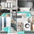 thumbnail image 5 of Turquoise Kitchen Rugs and Mats Non Skid Washable Set of 2, Teal Green Wood Stripe Kitchen Runner Rug, Modern Simple Abstract Under Sink Mats for Kitchen Floor Decor, 5 of 6