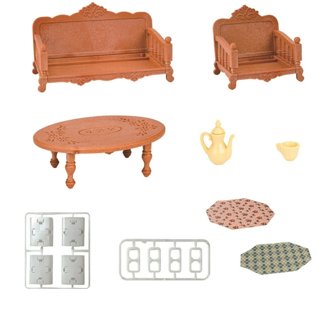 Dollhouse Furniture Set, 47-Piece Sofa And Tea Table, Diy Assembly, Ideal For Creative Play And Display