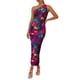 thumbnail image 1 of Vestido PRETTYGARDEN XL de un Hombro con Fruncido Floral Azul Marino y Rojo, 1 of 7