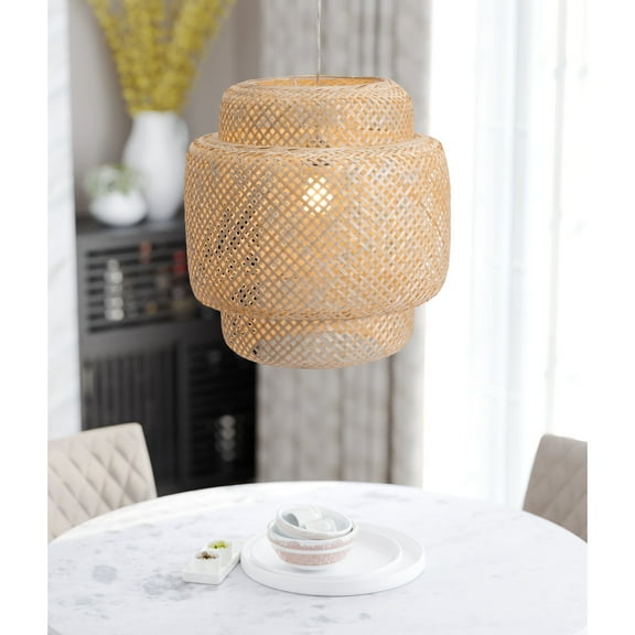 Finch Ceiling Lamp Natural Ceiling Lamp, Transitional Style, Hardwired standard bracket, mounting hardwares included, Bamboo, Lighting Ceiling Lamps