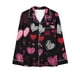 thumbnail image 4 of Puntoco Pijamas para mujer, moda informal para mujer, conjunto de pijama con solapa de manga larga y estampado navideño, conjunto de pijama informal con pantalón superior, 4 of 5