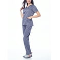thumbnail image 2 of Dagacci Natural Stretch Contrast V-Neck Set (Pewter Gray,L), 2 of 5