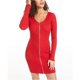 thumbnail image 1 of Vestido ajustado con cremallera frontal para mujer de Planet Gold, rojo, mediano, 1 of 2