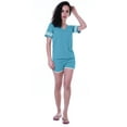 thumbnail image 2 of Moomaya Womens Plain Nightwear Set w/ Shorts Cotton Sleepwear 2 Pcs Nightdresses, 2 of 7