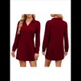 thumbnail image 3 of Vestido de Otoño 2025 para Mujer, Estilo Suéter Deportivo Informal, Holgado, de Larga y Cuello en V, de Color Liso. Vino Tinto L, 3 of 7
