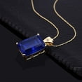 thumbnail image 3 of Gem Stone King 17.53 Ct Blue Created Sapphire White Diamond 18K Yellow Gold Plated Silver Pendant, 3 of 5