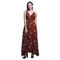 thumbnail image 1 of Bimba Robe Longue Maxi Imprimée Feuilles pour Femmes, Robe de Plage à Bretelles, Tenue d'Été pour Station Balnéaire - Petite, 1 of 5