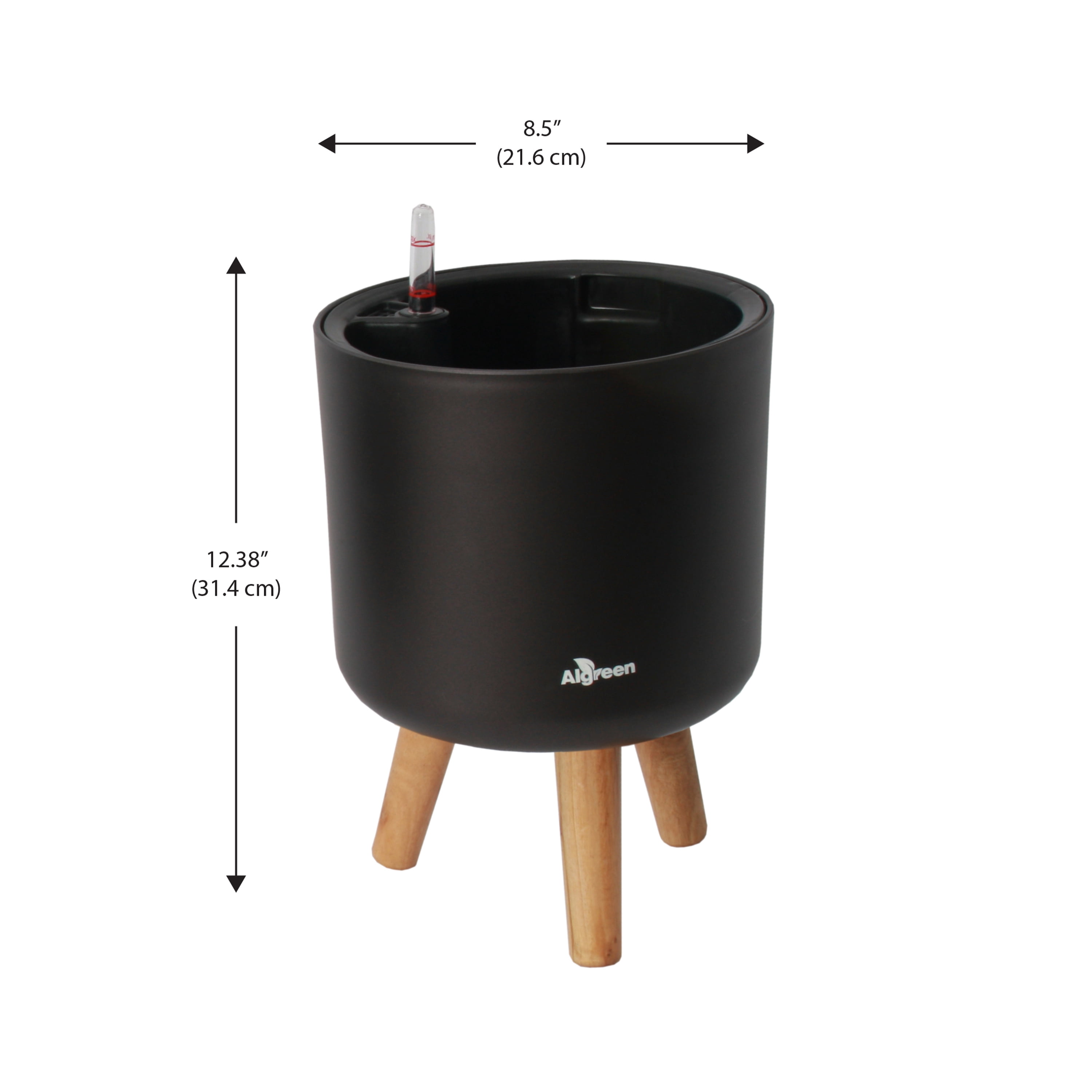 Algreen Modena 8.5" Self-Watering Planter with Stand, Matte Mocha